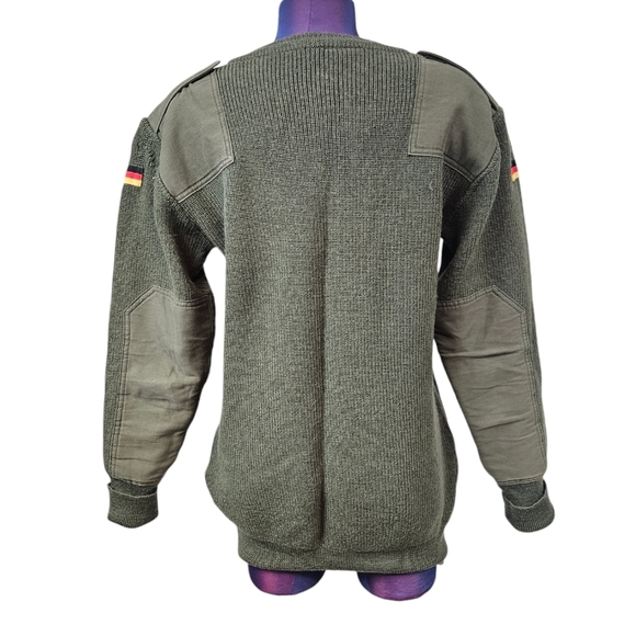 Vintage German Commando Olive Green Ribbed Knit Wool Sweater Size Medium Men A17 - Picture 7 of 12